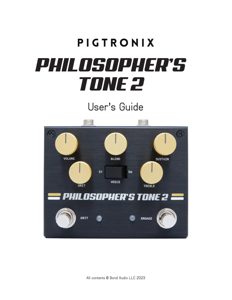 Page n°1 - Manuel utilisateur Pigtronix Philosopher's Tone