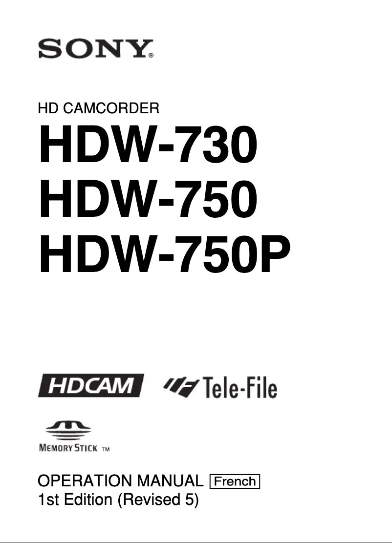 Page 1 de la notice Manuel utilisateur Sony HDW-750P