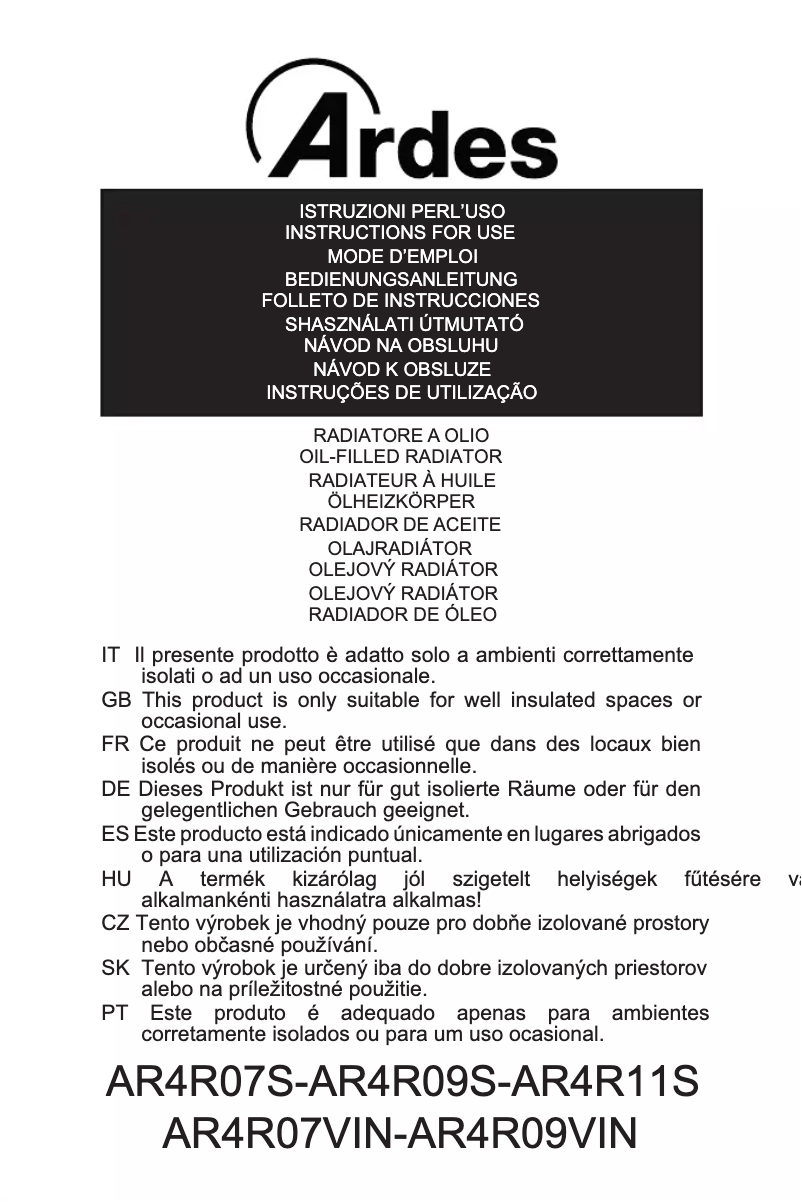 Página 1 del manual Manual de usuario Ardes Curvy 9 Retrò AR4R09VIN