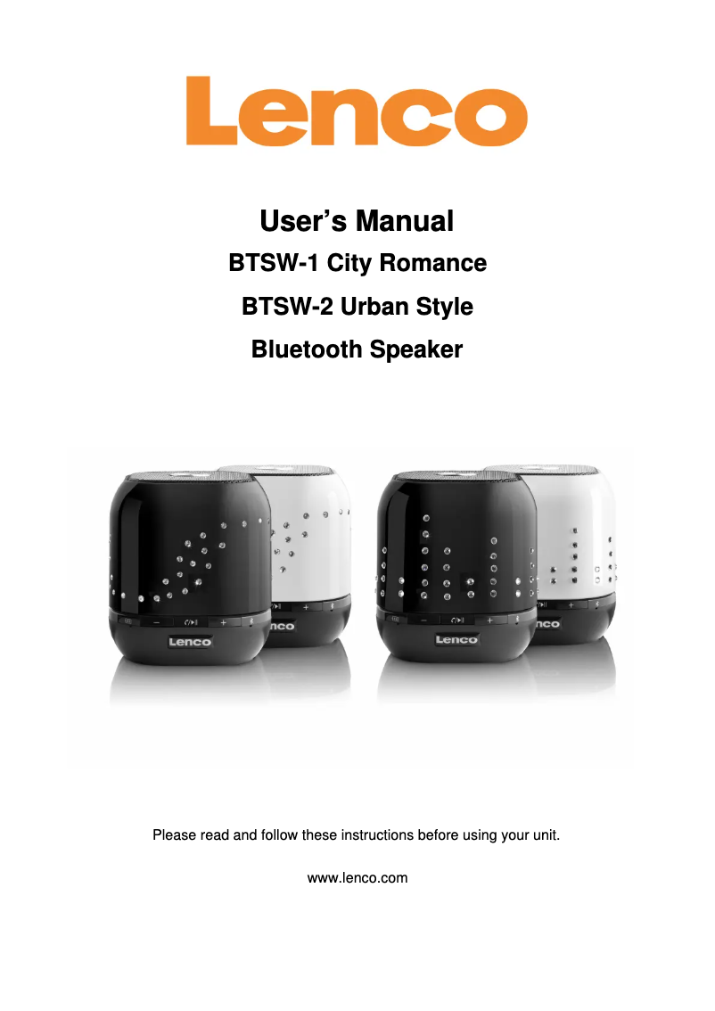 Image de la première page du manuel de l'appareil Urban Style BTSW-2