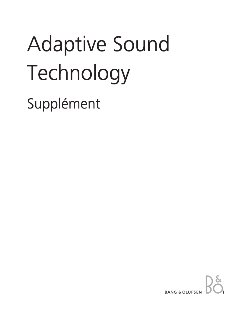 Página 1 del manual Manual de usuario Bang & Olufsen Adaptive Sound Technology