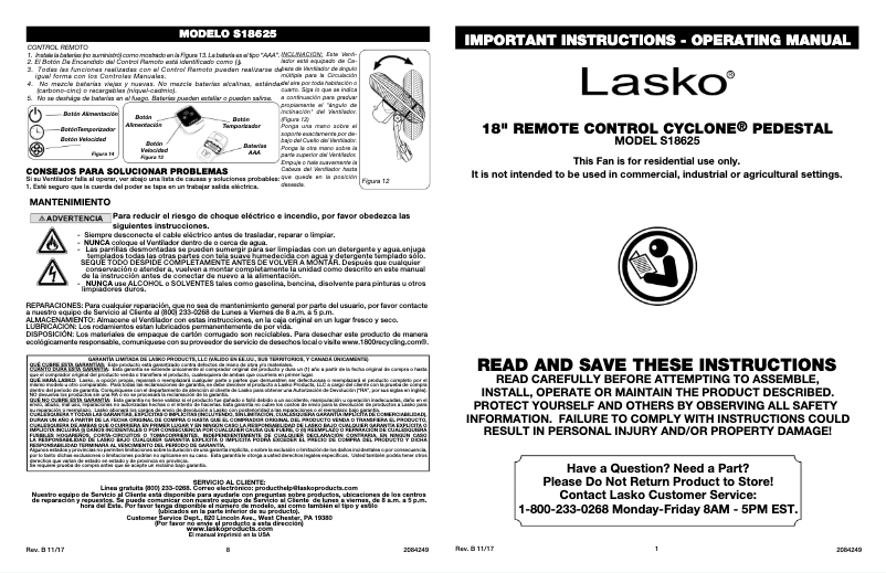 Image de la première page du manuel de l'appareil S18625