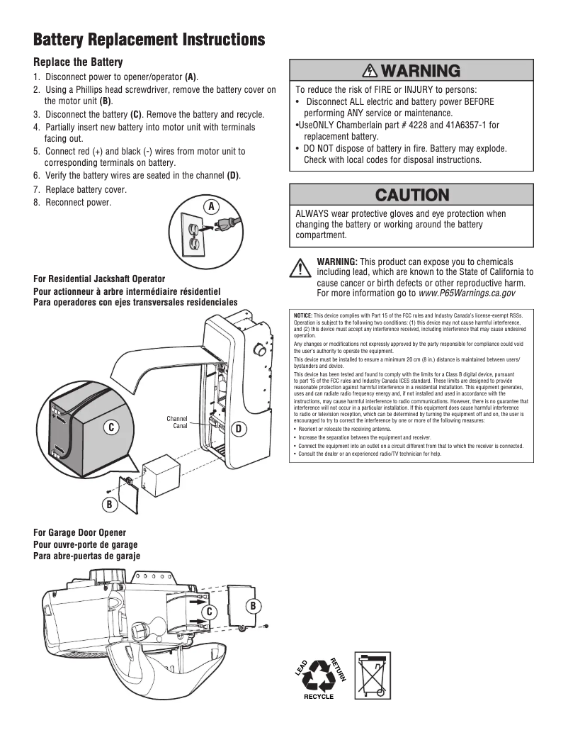 Page 1 de la notice Manuel utilisateur Chamberlain 4228