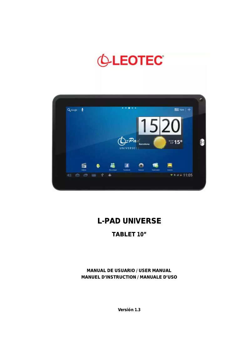 Page 1 de la notice Manuel utilisateur Leotec L-Pad Universe LETAB1004