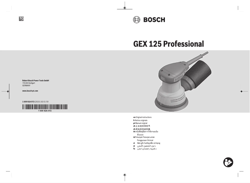 Page 1 de la notice Manuel utilisateur Bosch GEX 125 Professional