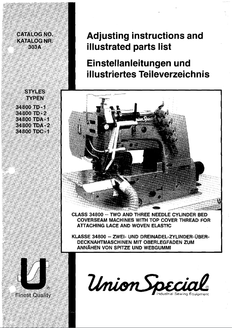 Page n°1 - Manuel utilisateur Union Special 34800TD-2