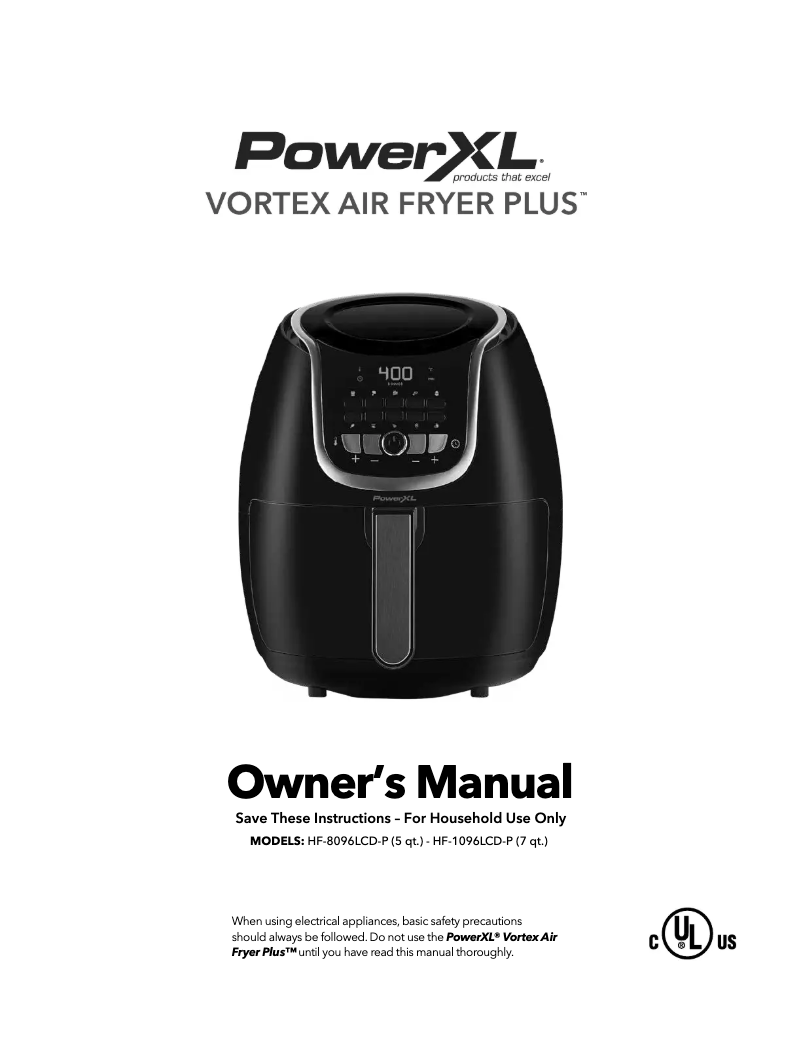 Page n°1 - Manuel utilisateur PowerXL Vortex Air Fryer Plus HF-8096LCD-P