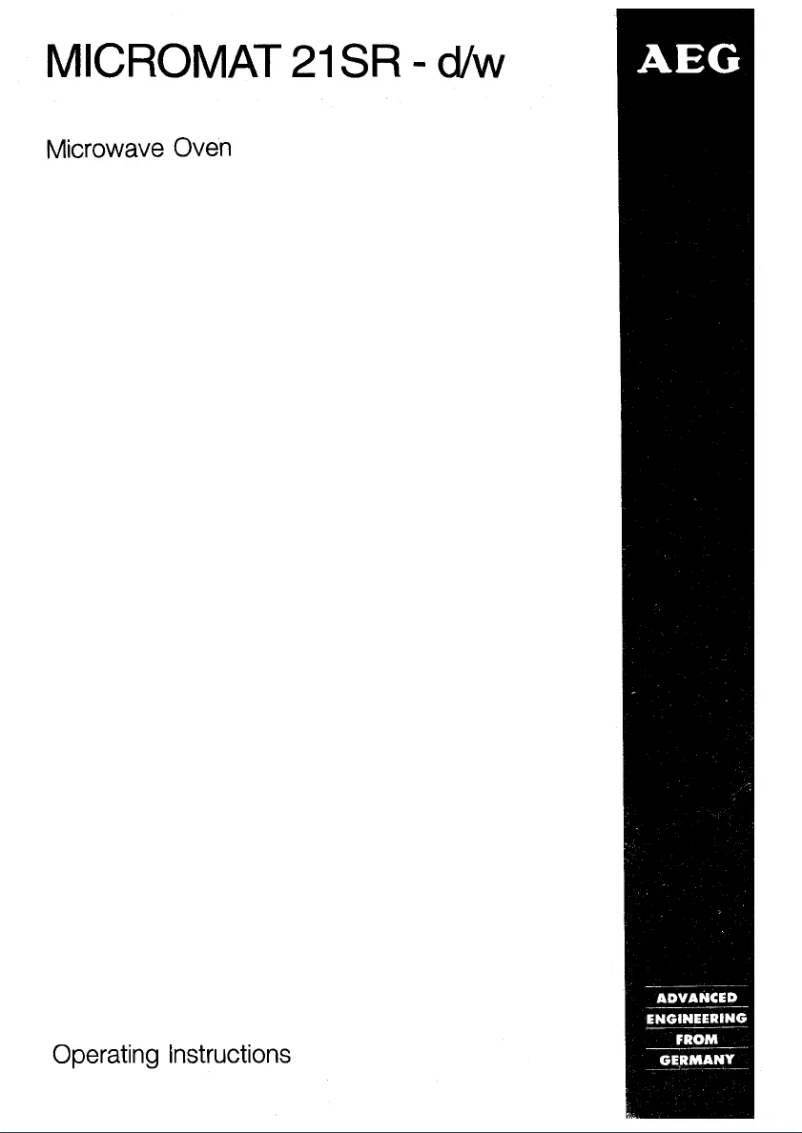 Page n°1 - Manuel utilisateur AEG Micromat 21