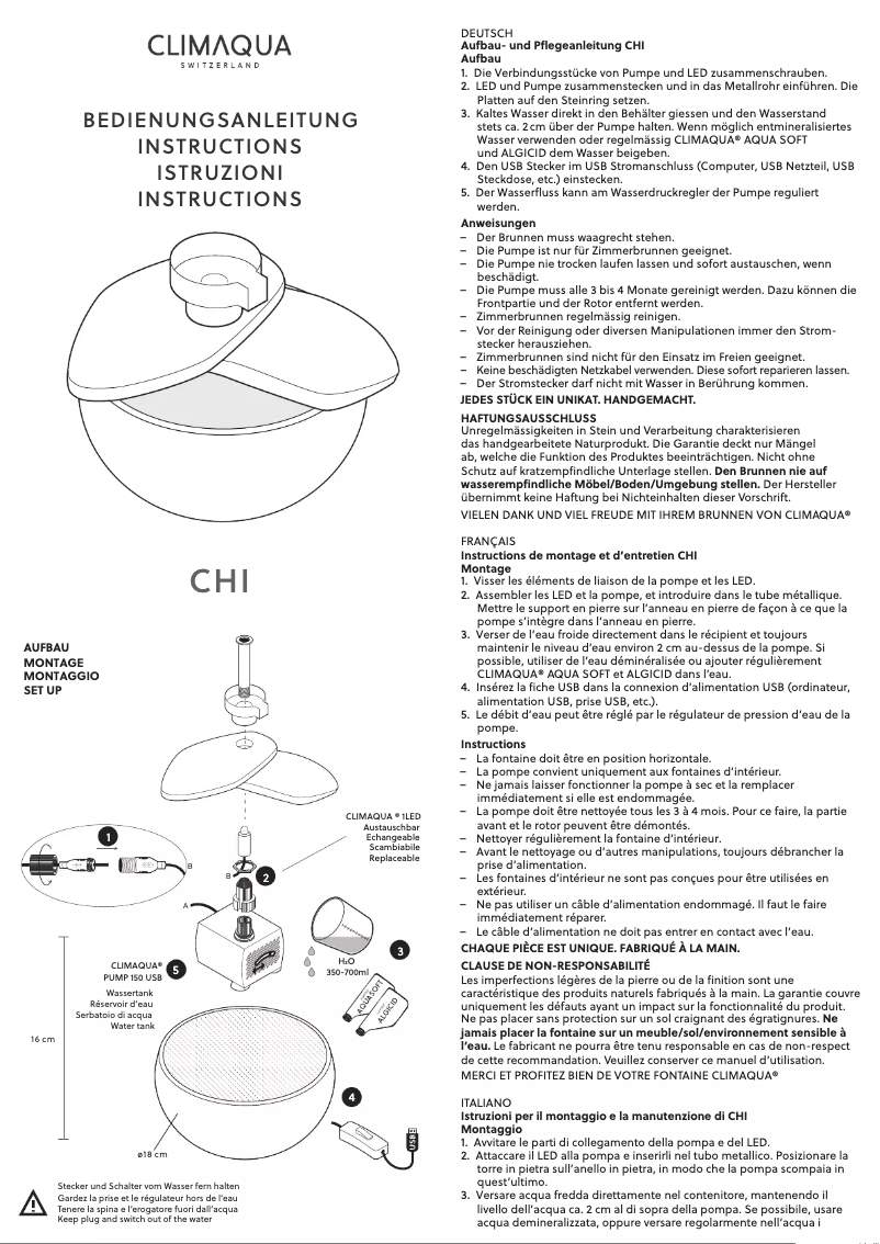 Page n°1 - Manuel utilisateur CLIMAQUA CHI
