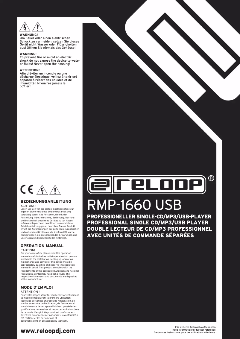 Page n°1 - Manuel utilisateur Reloop RMP-1660 USB