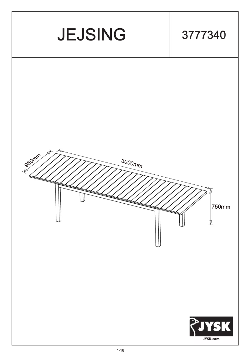 Page 1 de la notice Manuel utilisateur JYSK Jejsing (95x300x75)