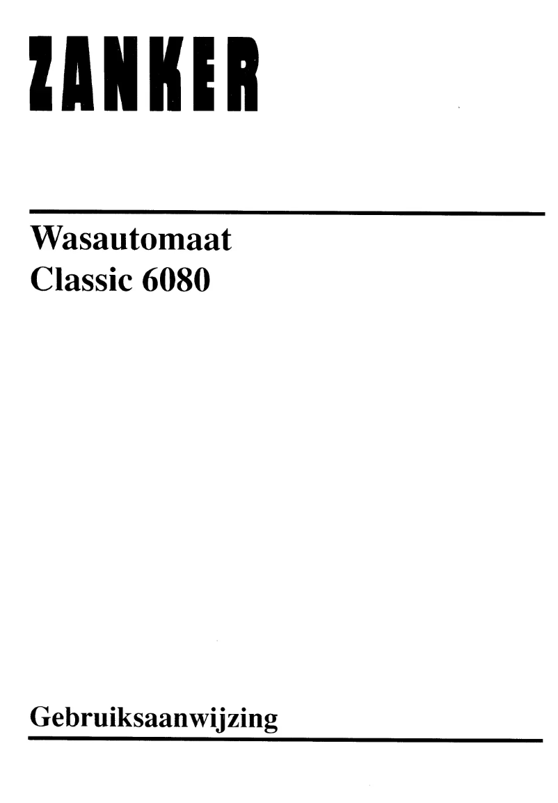 Page 1 de la notice Manuel utilisateur Zanker Classic 6080