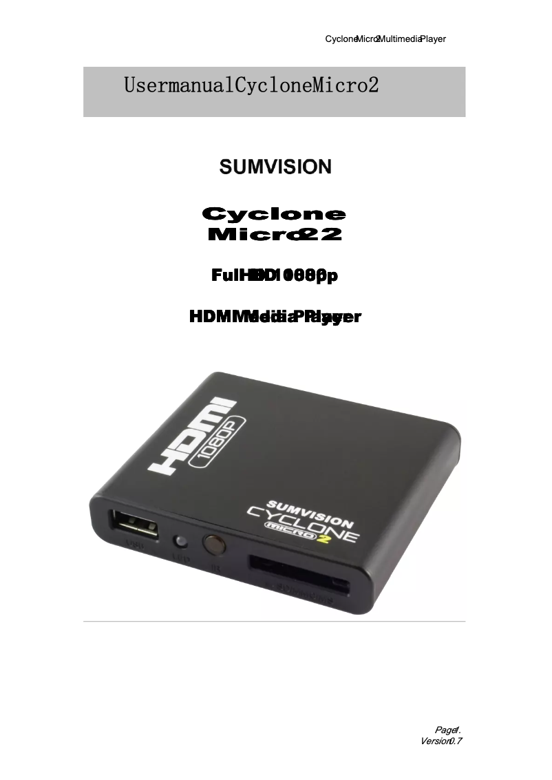 Image de la première page du manuel de l'appareil Cyclone Micro 2