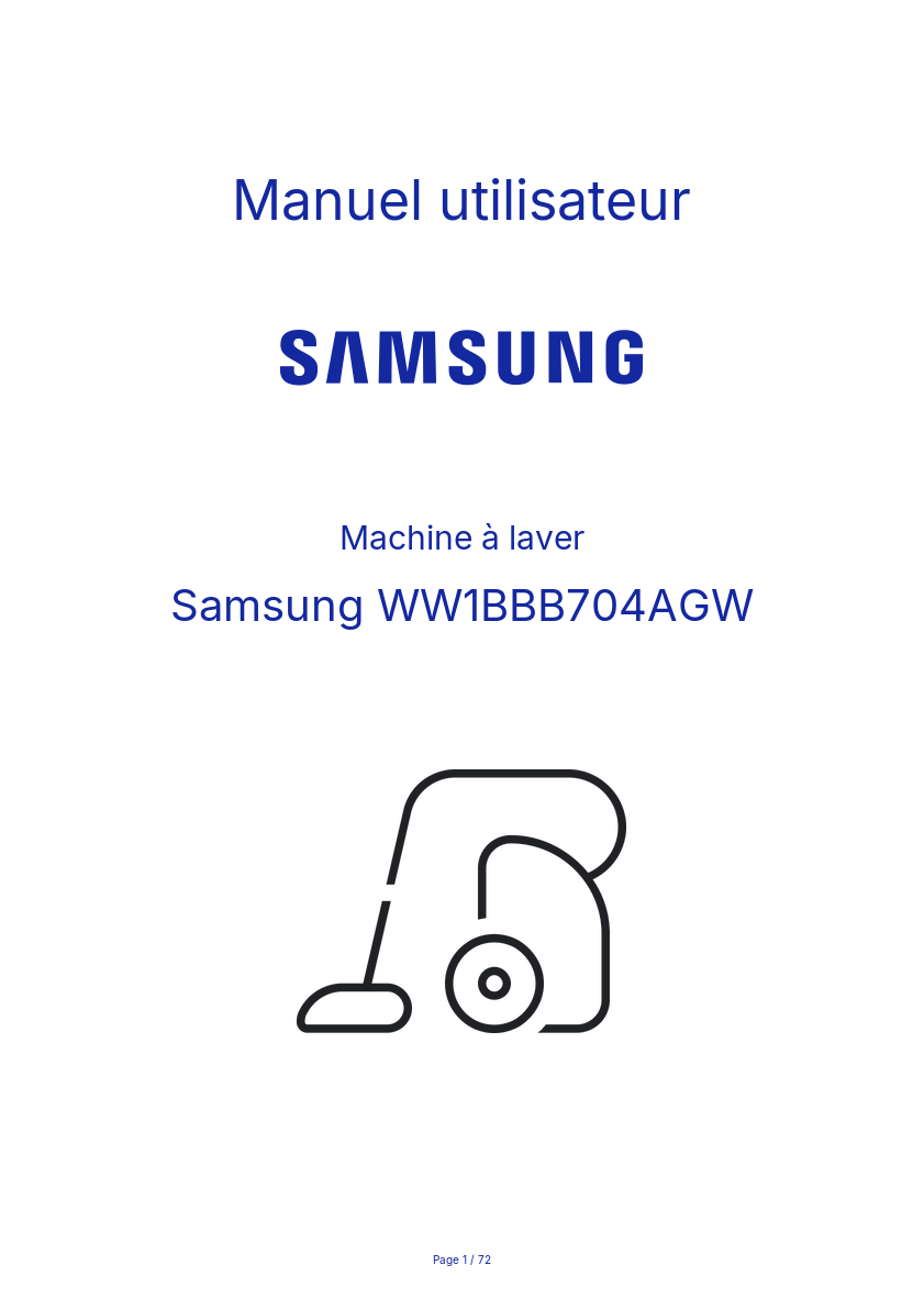 Page n°1 - Manuel utilisateur Samsung WW1BBB704AGW