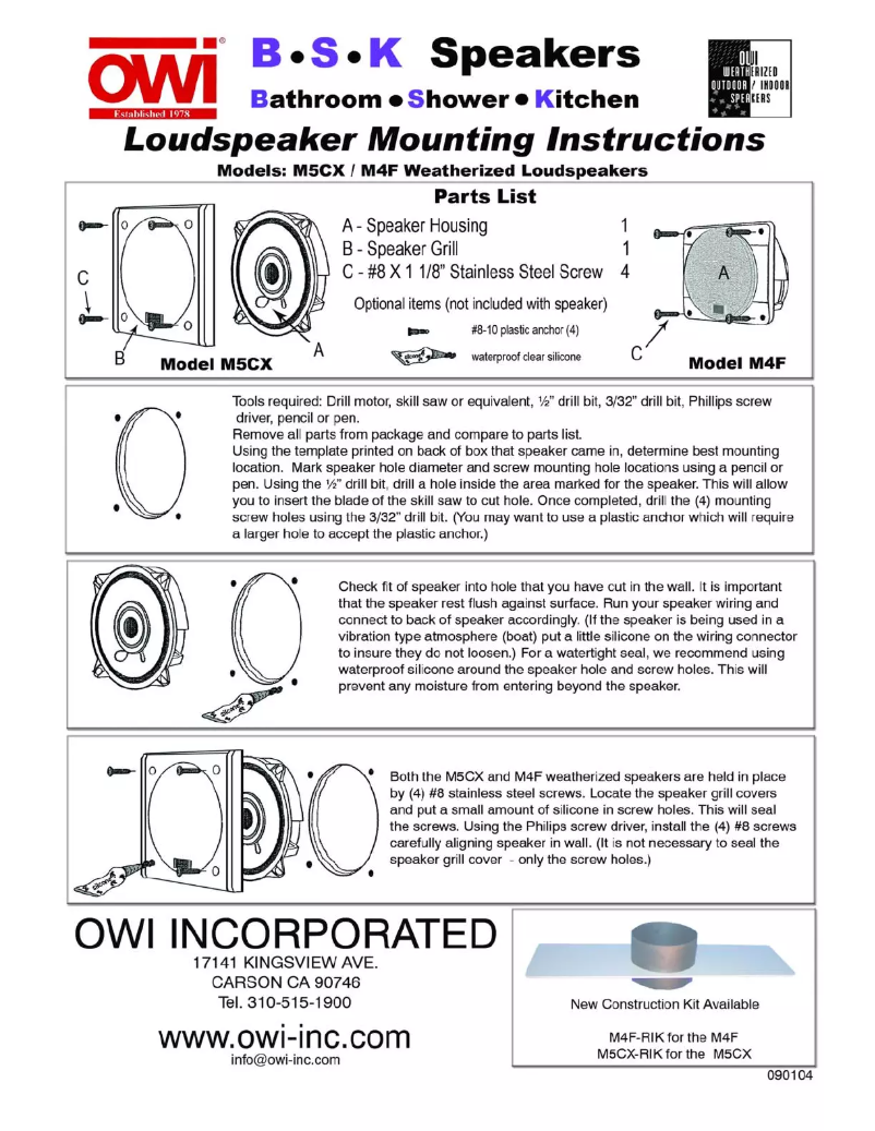 Page 1 de la notice Manuel utilisateur OWI M5CX710