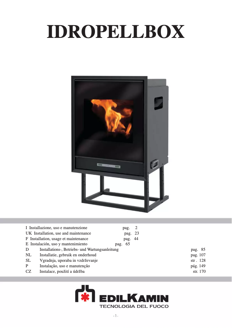 Page 1 de la notice Manuel utilisateur Edilkamin IDROPELLBOX