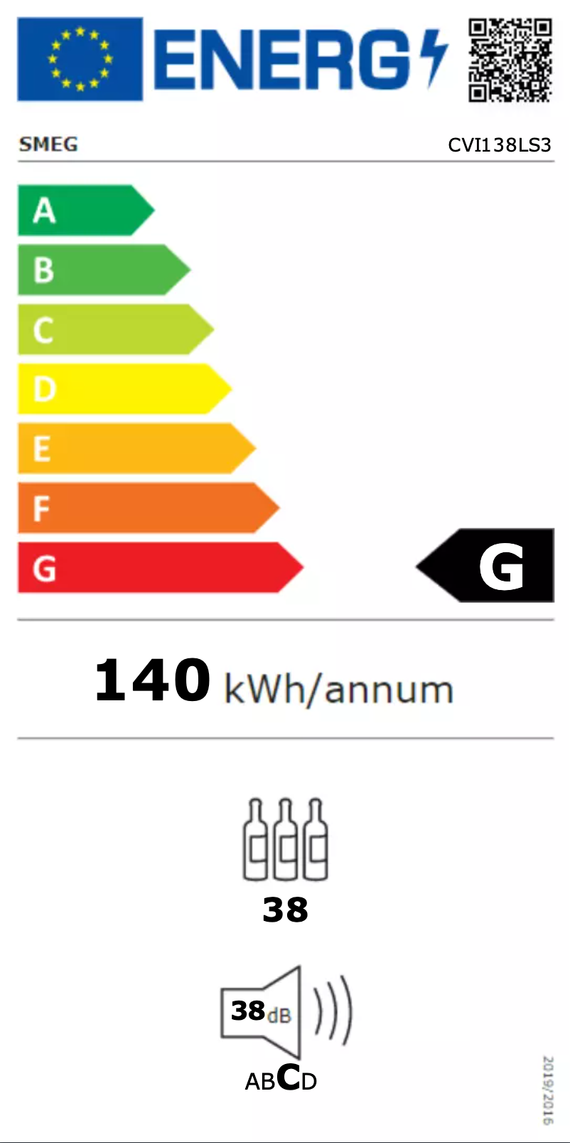 Page n°1 - Label énergétique Smeg CVI138LS3