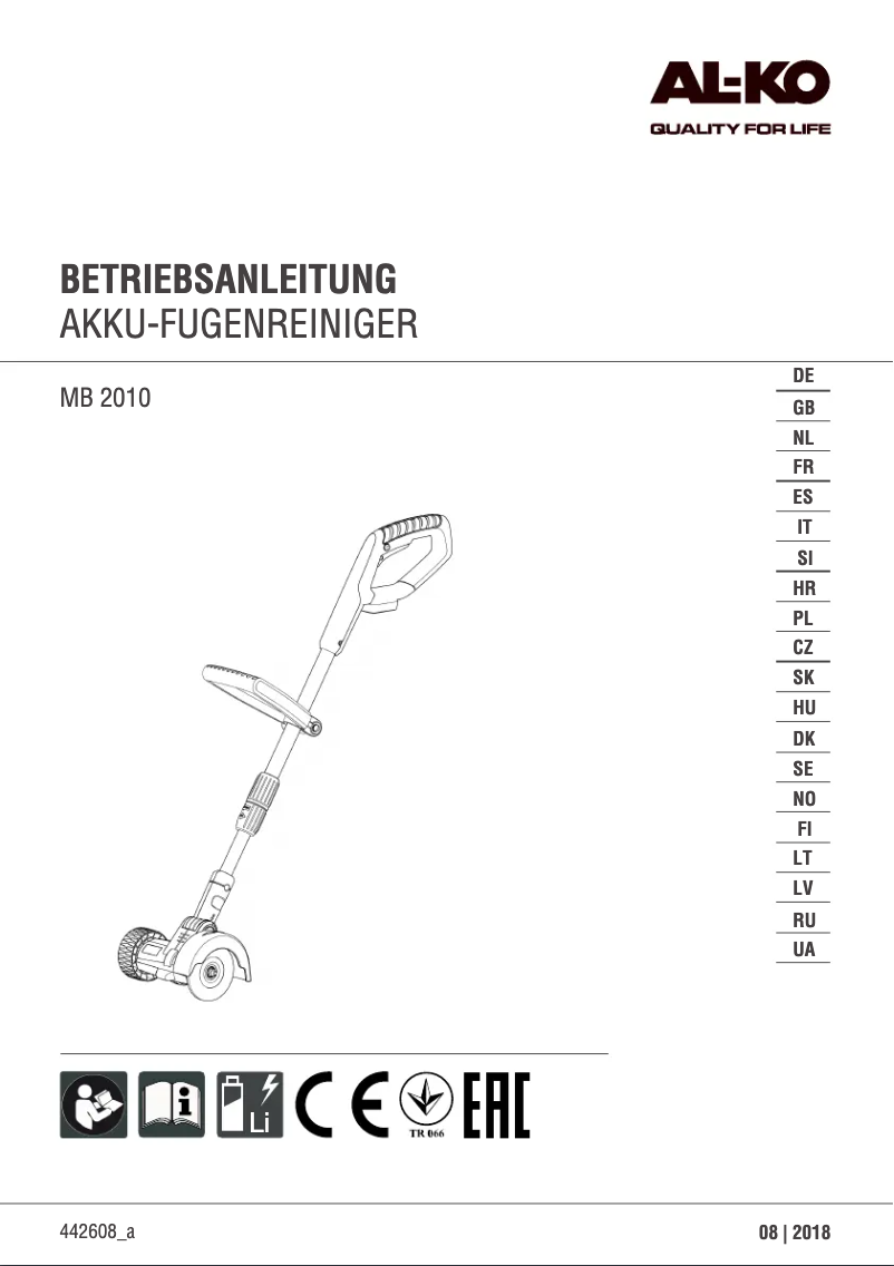 Page 1 de la notice Manuel utilisateur AL-KO MB 2010