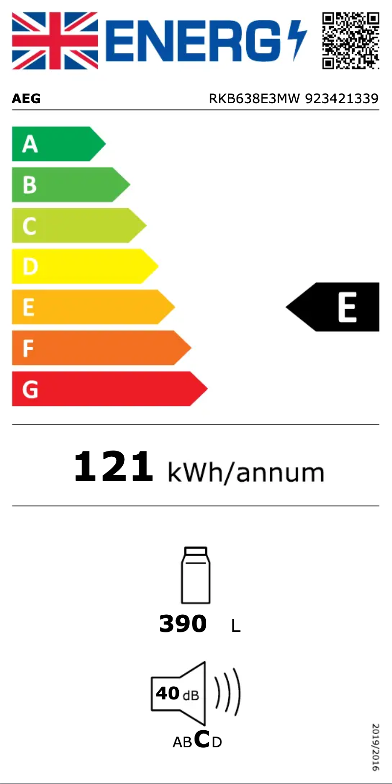 Page 1 de la notice Label énergétique AEG RKB638E3MW