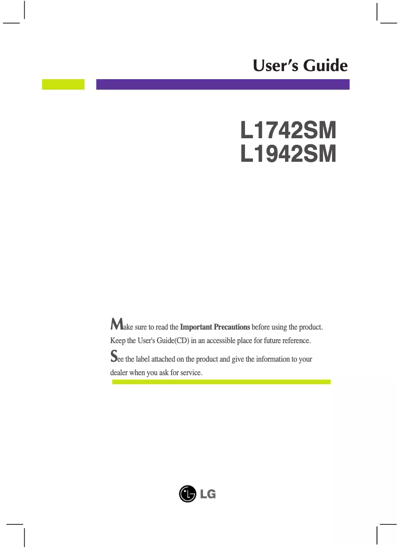 Page n°1 - Manuel utilisateur LG L1942SM