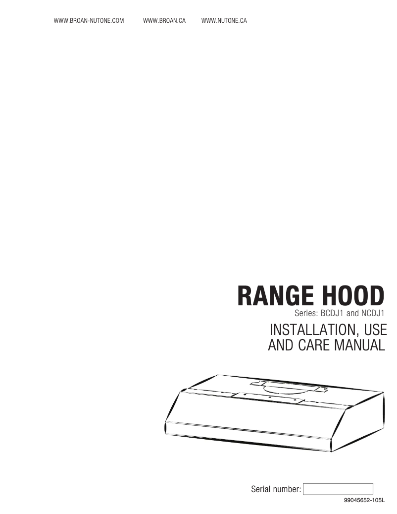 Page 1 de la notice Guide d'installation NuTone NCDJ130SS