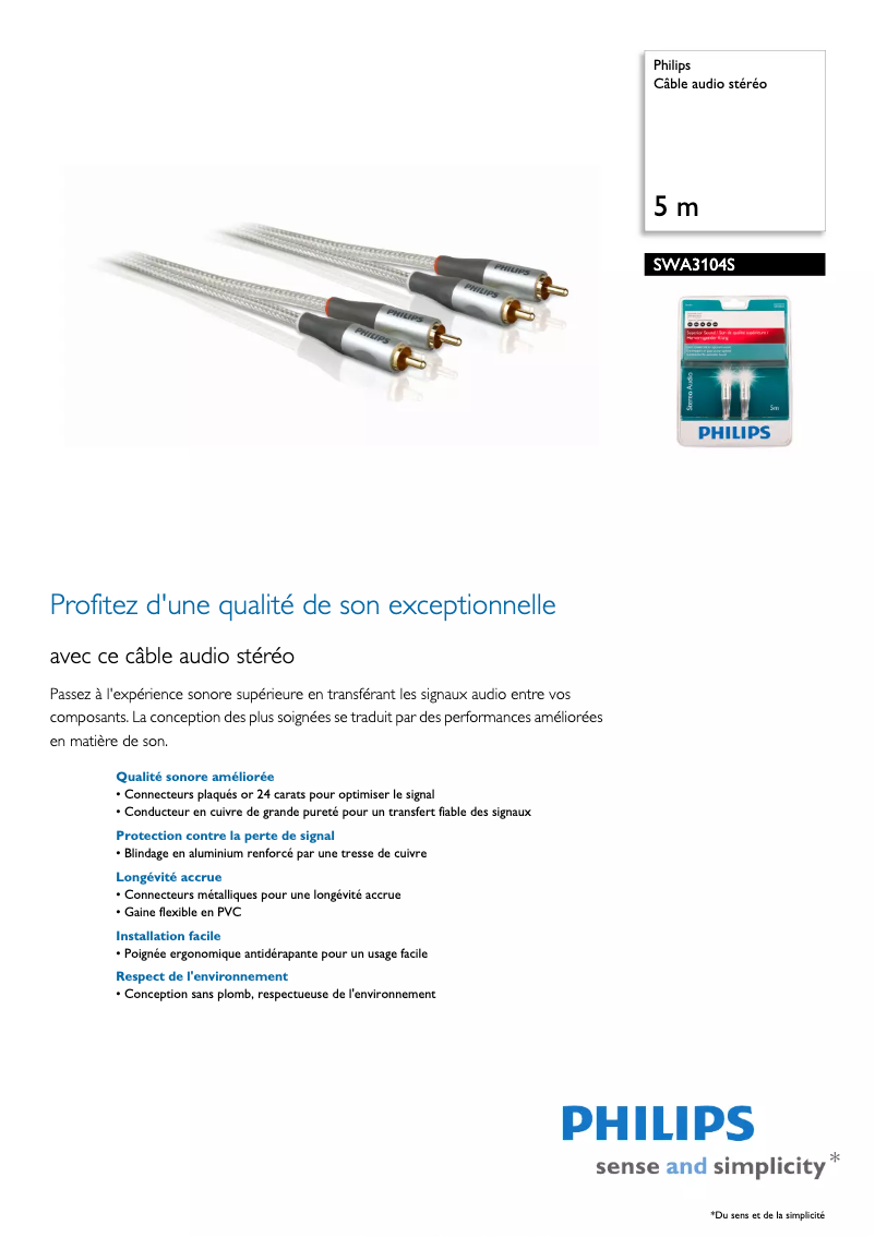 Page 1 of the manual Technical Sheet Philips SWA3104S