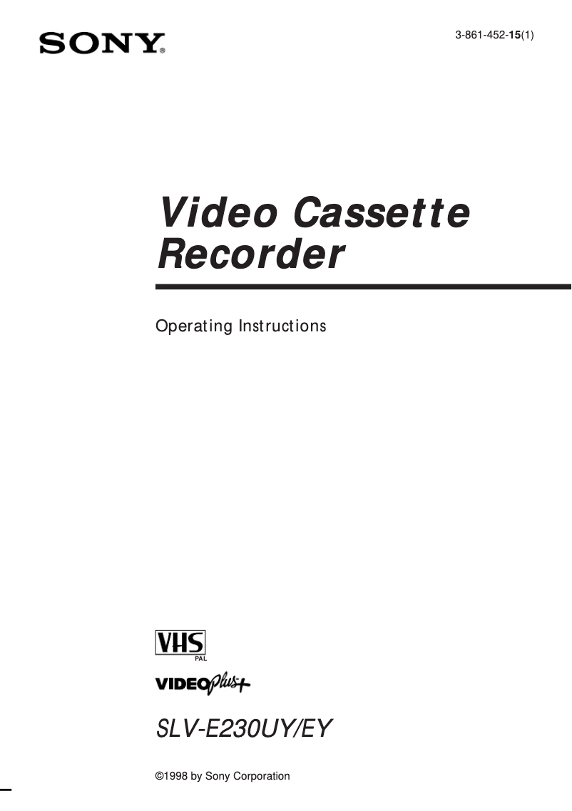 Page 1 de la notice Manuel utilisateur Sony SLV-E230UY