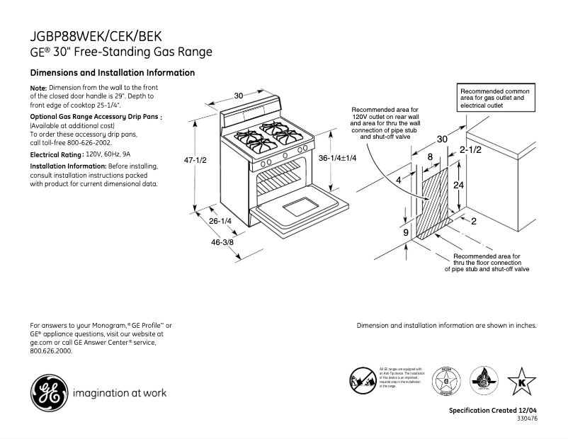 Image de la première page du manuel de l'appareil JGBP88WEKWW