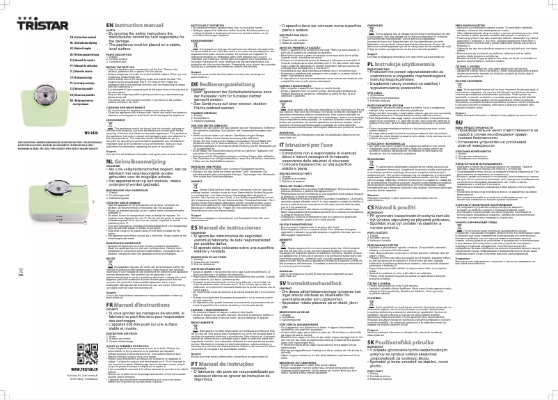 Page n°1 - Manuel utilisateur TriStar WG-2428