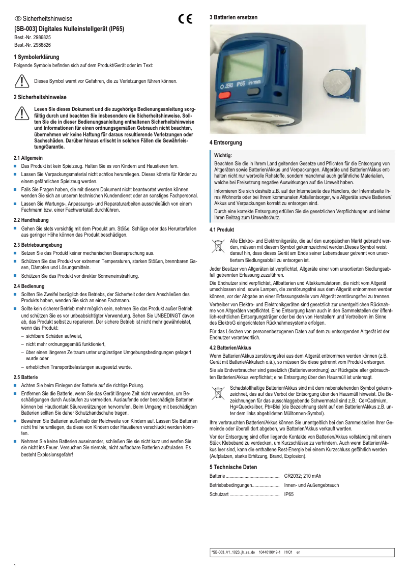 Página 1 del manual Manual de usuario Dasqua SB-003