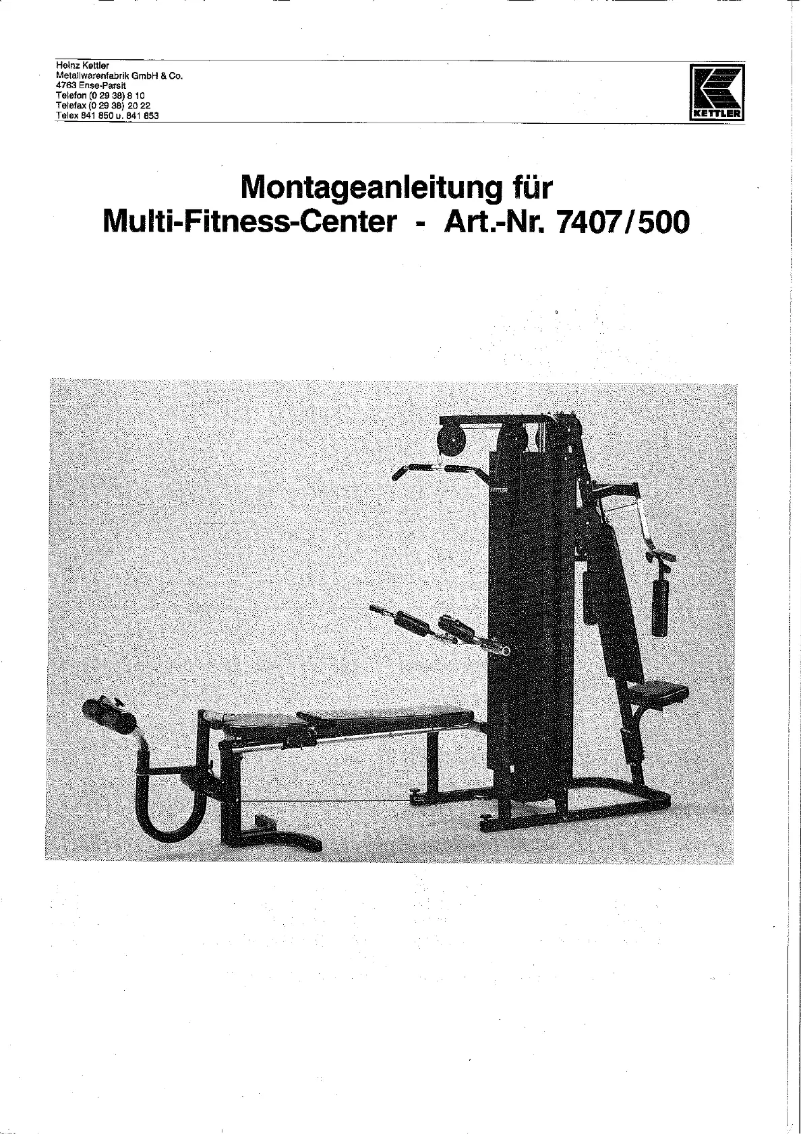 Page n°1 - Manuel utilisateur Kettler 7407/500