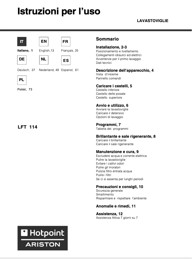 Image de la première page du manuel de l'appareil LFT 114