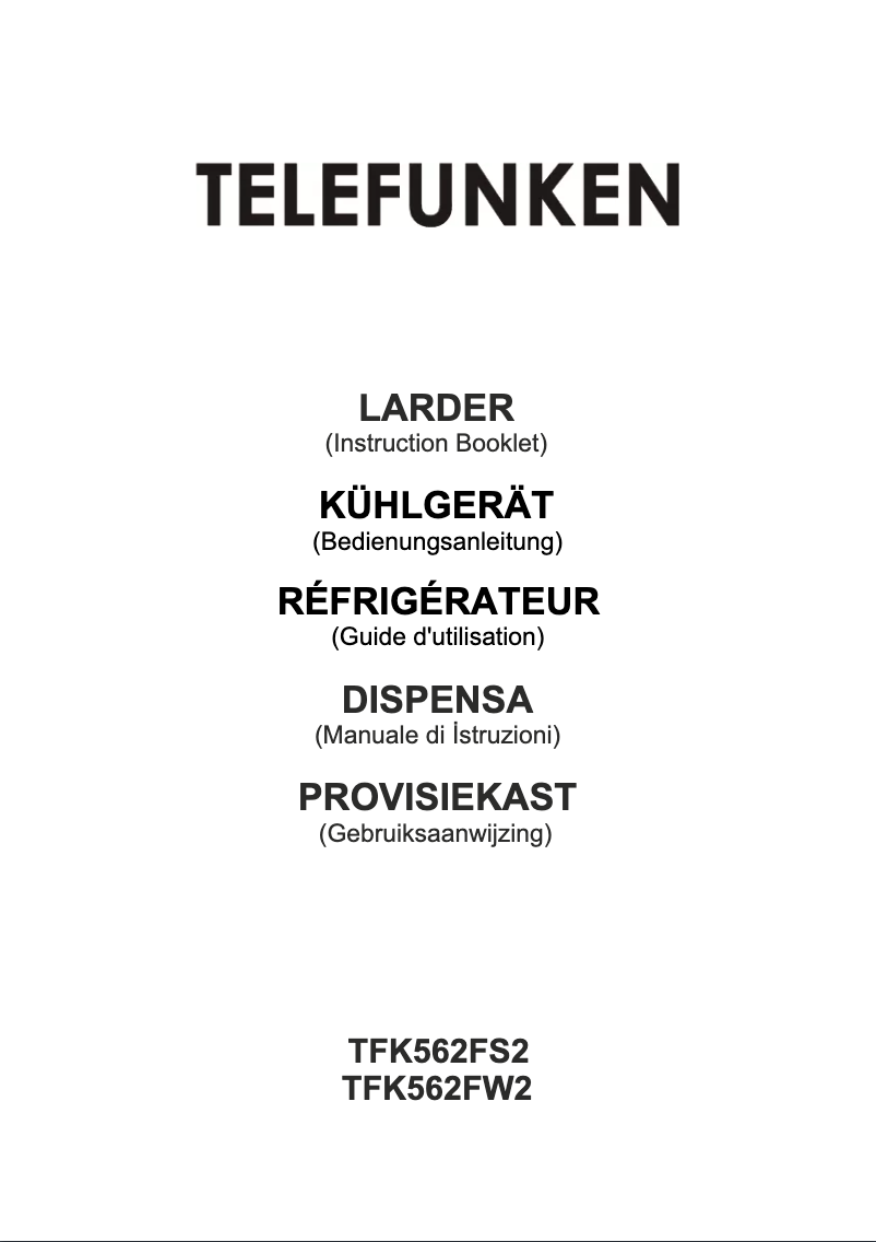 Page n°1 - Manuel utilisateur Telefunken TFK562FW2