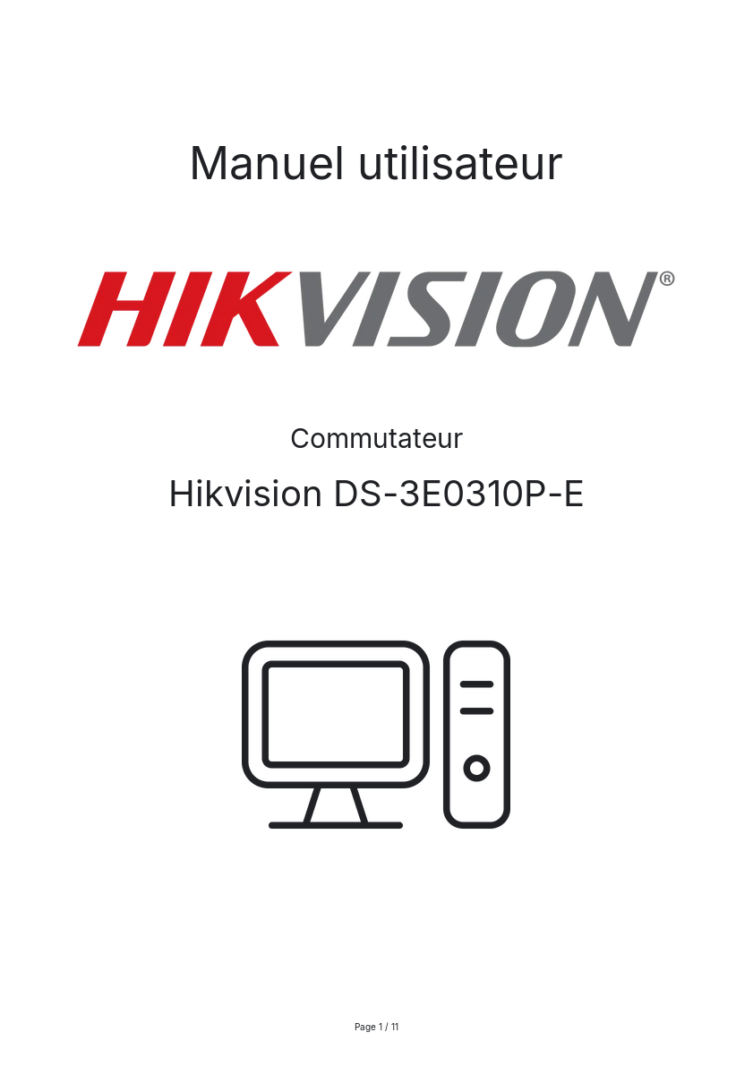 Image de la première page du manuel de l'appareil DS-3E0310P-E