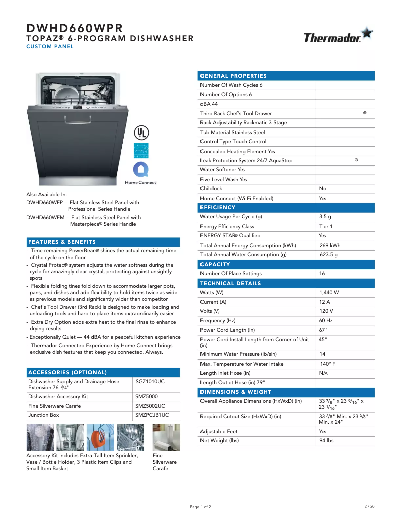 Image de la première page du manuel de l'appareil DWHD660WPR