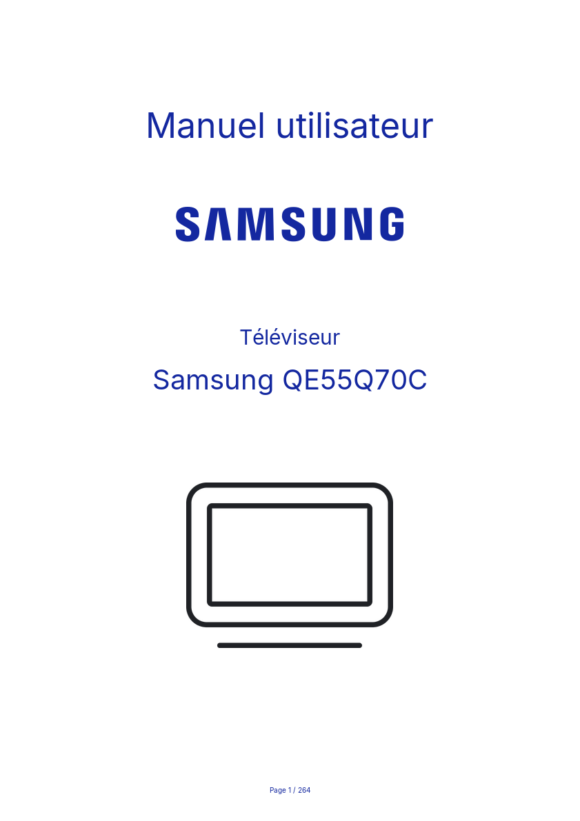 Image de la première page du manuel de l'appareil QE55Q70C