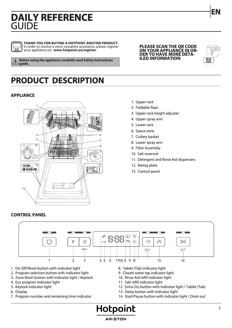 Page 1 de la notice Manuel utilisateur Hotpoint HSFC 3T127 C