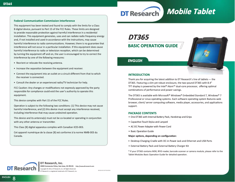 Page n°1 - Manuel utilisateur DT Research DT365