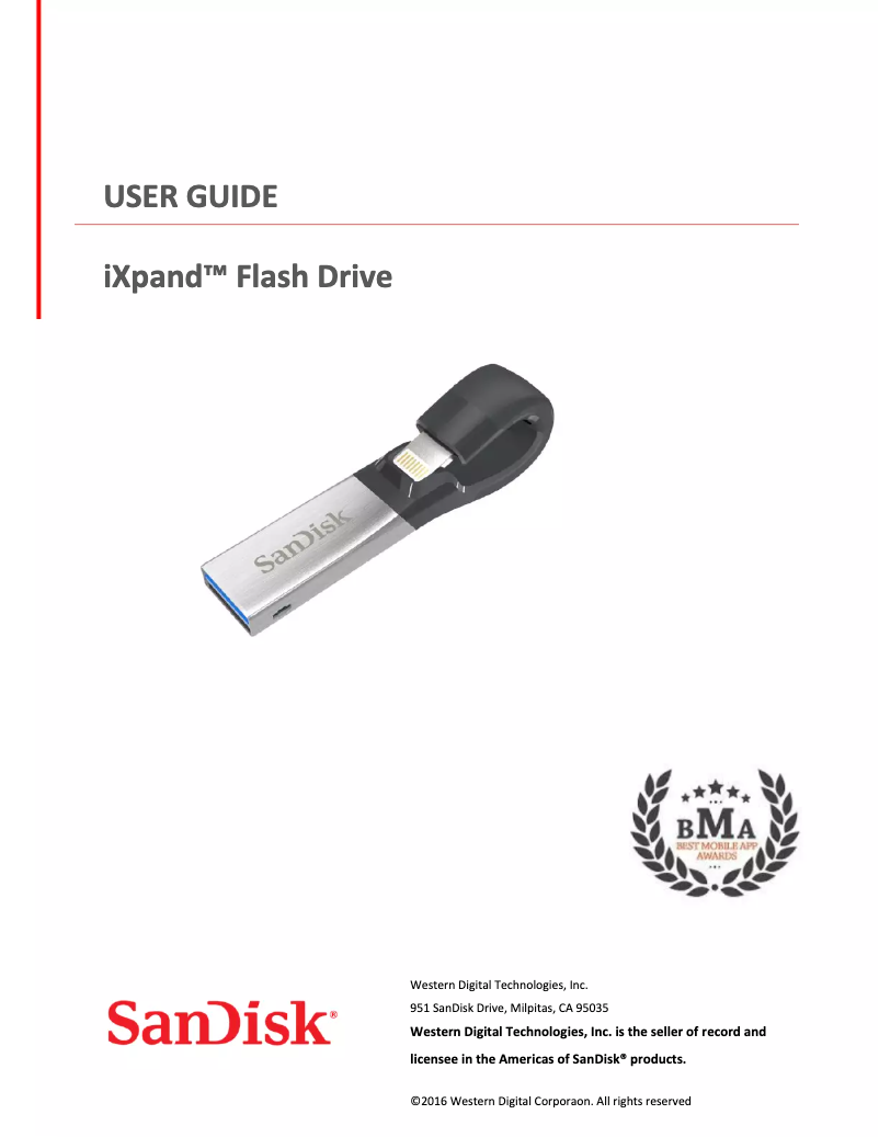 Page n°1 - Manuel utilisateur Sandisk iXpand USB 3.0 Slim