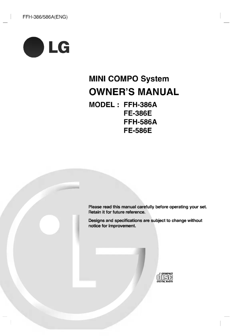 Image de la première page du manuel de l'appareil FFH-V386A