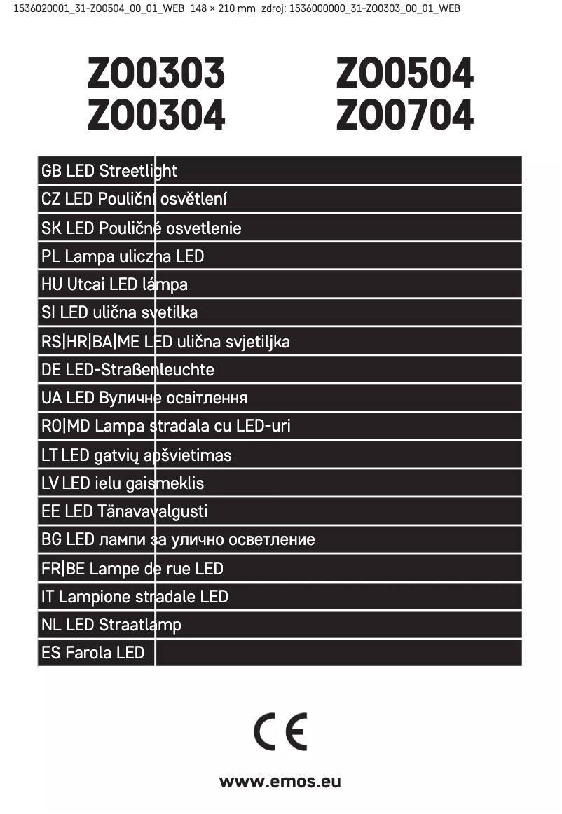 Page 1 de la notice Manuel utilisateur Emos ZO0504