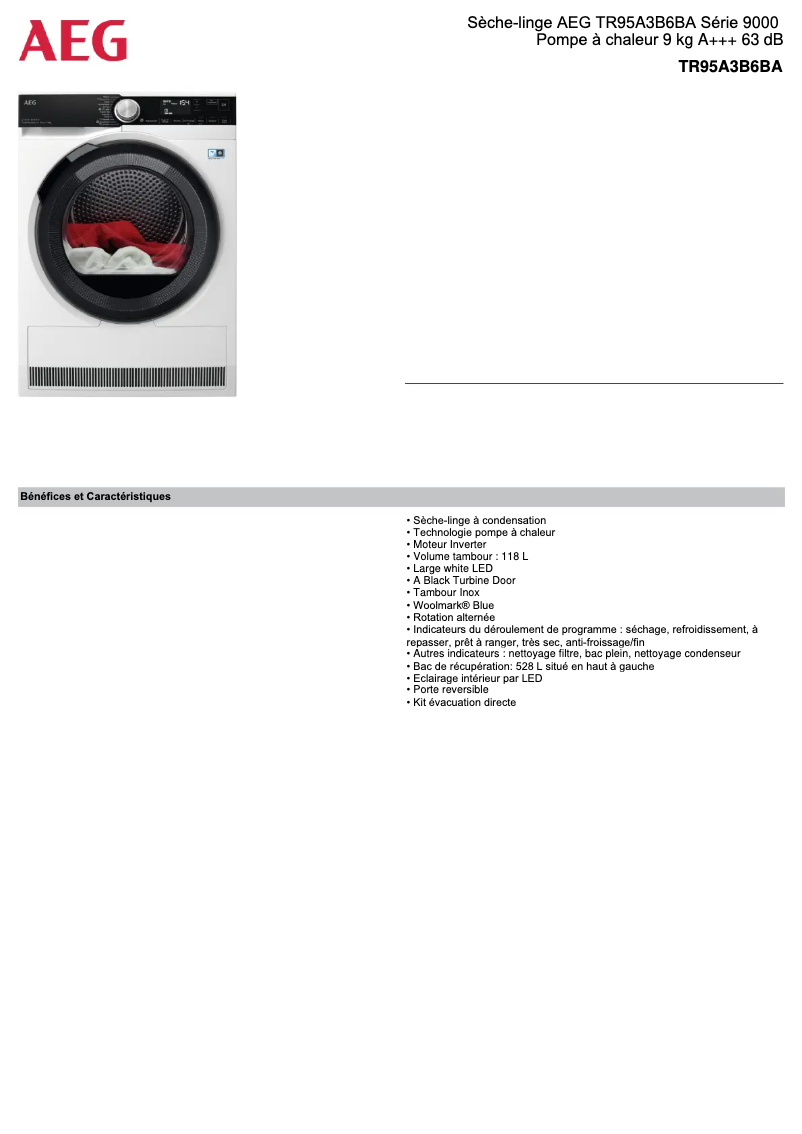 Image de la première page du manuel de l'appareil TR95A3B6BA