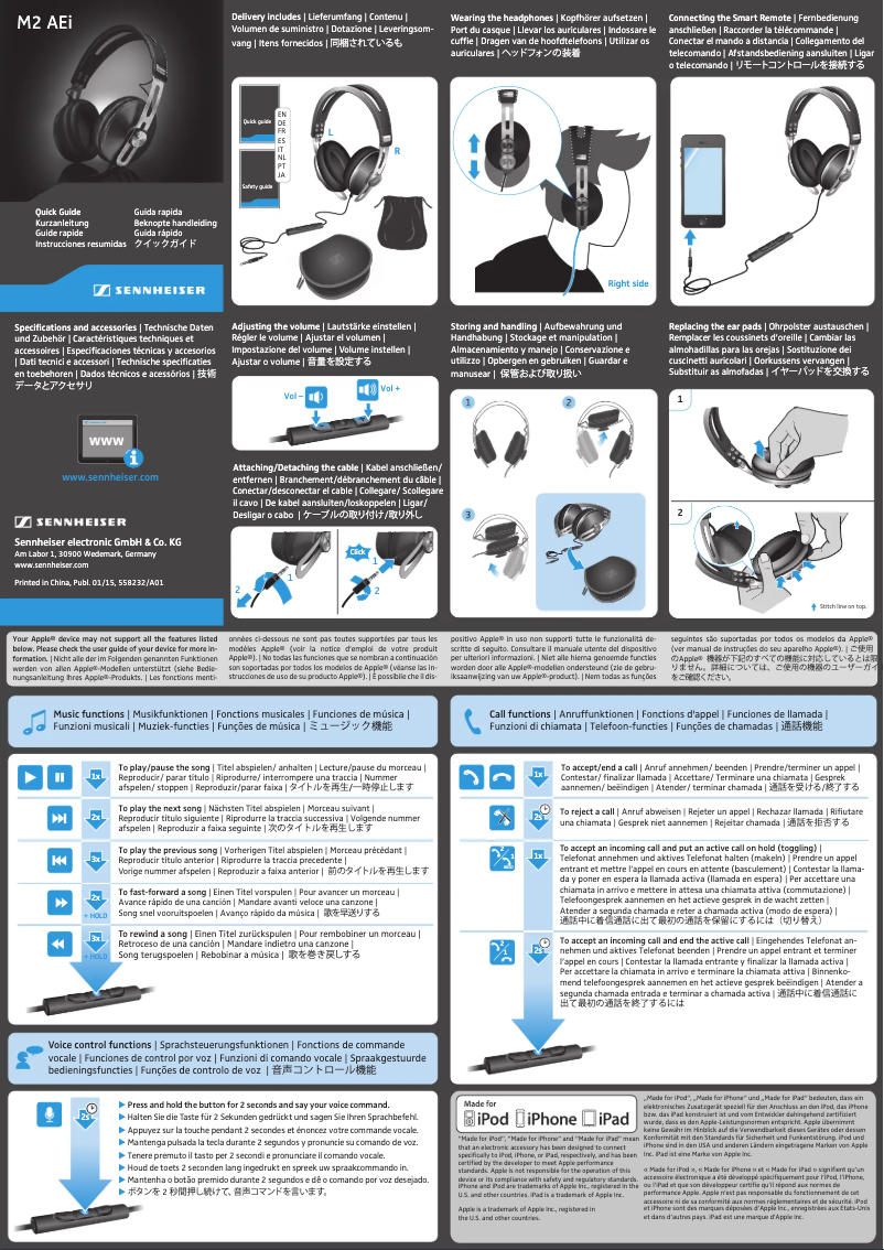 Page 1 de la notice Manuel utilisateur Sennheiser M2 AEi