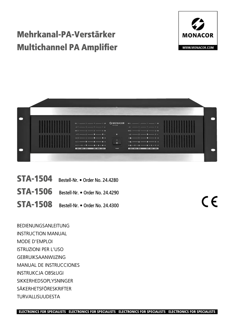 Page n°1 - Manuel utilisateur Monacor STA-1508