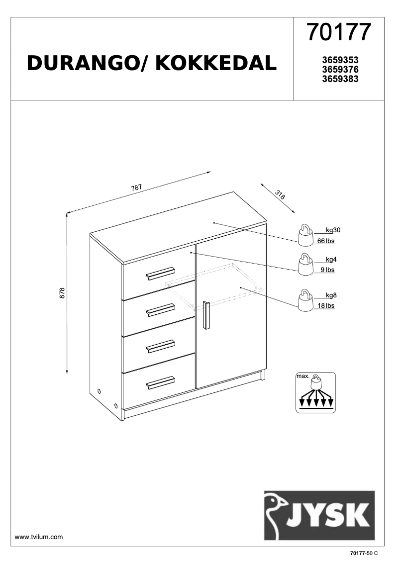 Page n°1 - Manuel utilisateur JYSK Kokkedal (79x88x32)