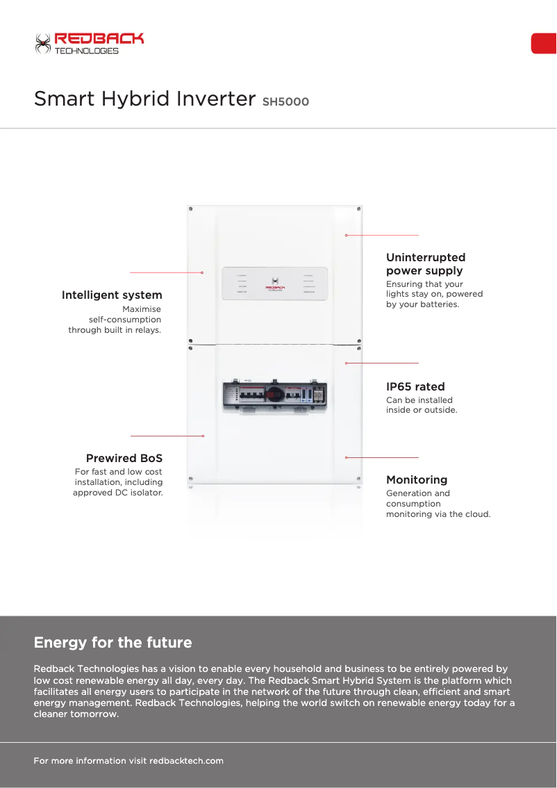Page n°1 - Manuel utilisateur Redback Technologies Smart Hybrid Inverter SH5000