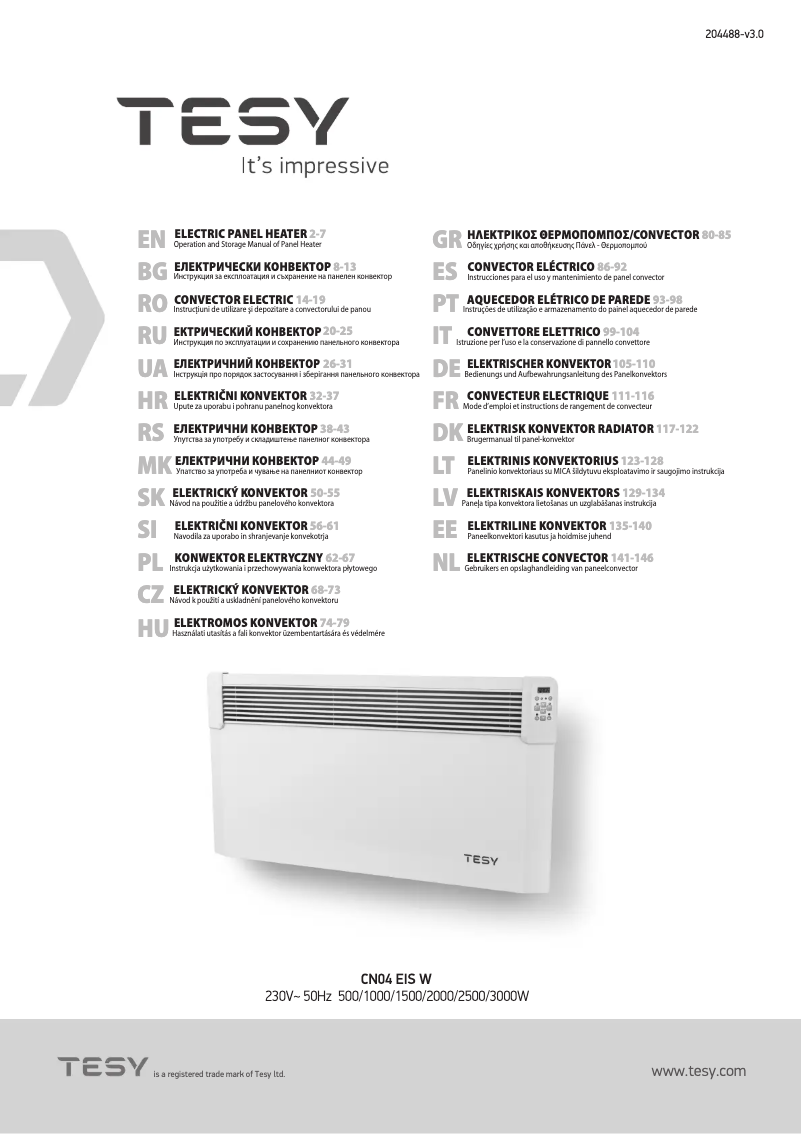 Page 1 de la notice Manuel utilisateur Tesy CN04 250 EIS W