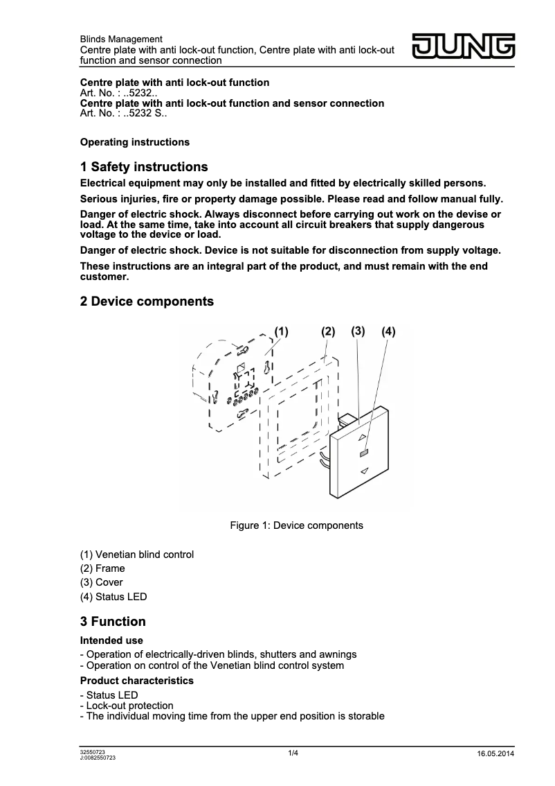 Page n°1 - Manuel utilisateur JUNG AL5232S