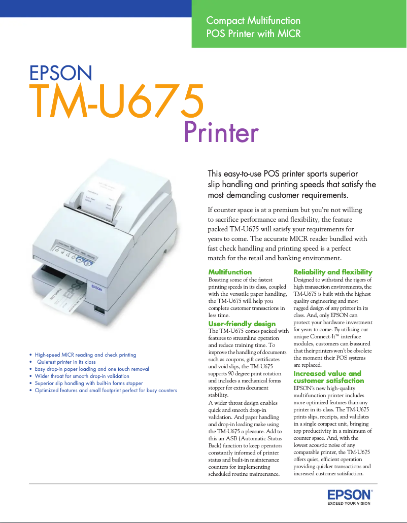 Page n°1 - Fiche technique Epson TM-U675