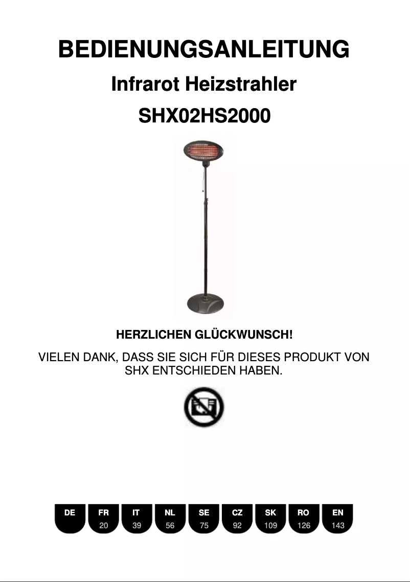 Image de la première page du manuel de l'appareil SHX02HS2000